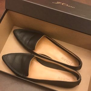 Black Leather JCrew Flats